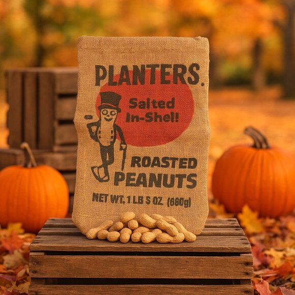 Vintage Planters Salted In-Shel’ Burlap Sack  Mr. Peanut Advertising Empty - Picture 1 of 5